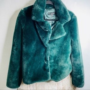Rue21 Green Furry Coat Size Medium